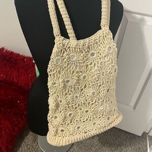 Elegant Cream Crochet Women's Bag